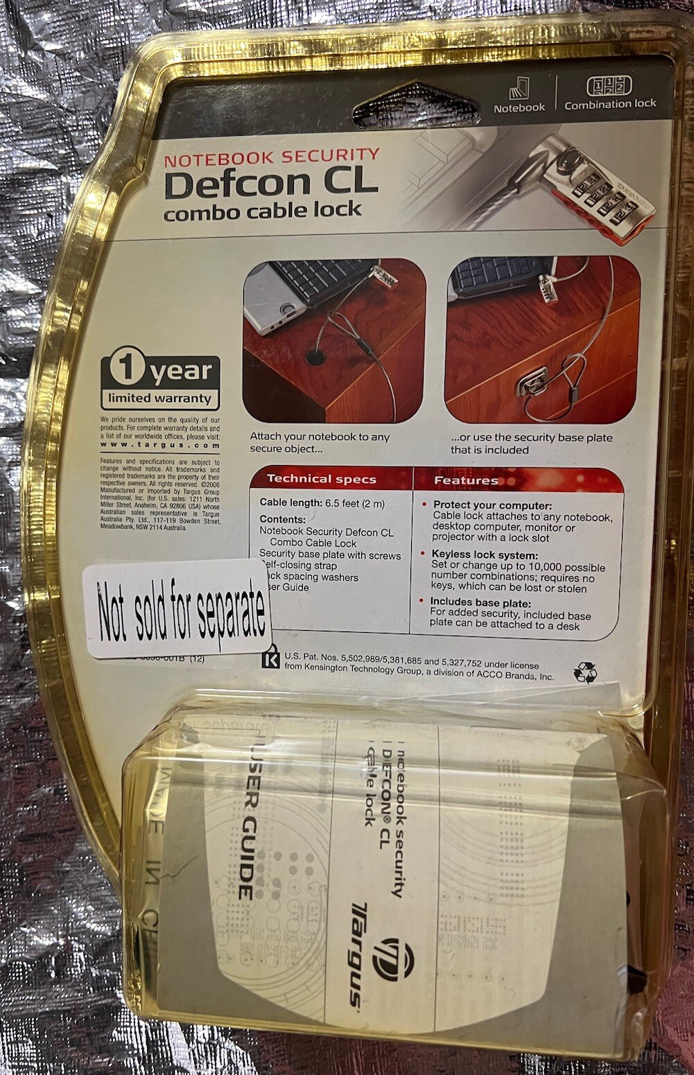 Targus Defcon CL Laptop Notebook Security Combination Lock & Cable PA410U New