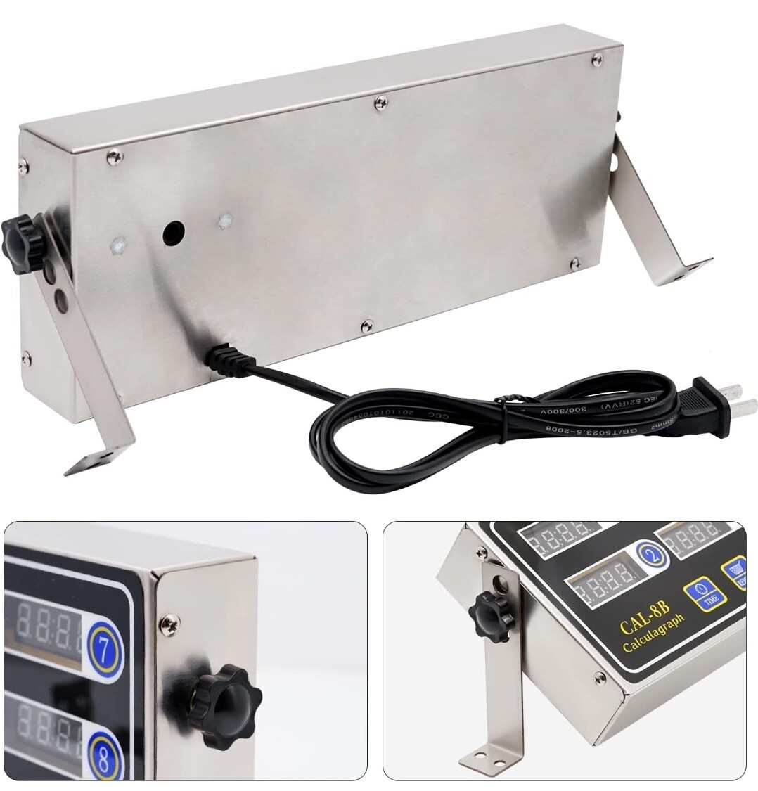 8 Channel Digital Shaking Timer Kitchen Stainless Steel Timers Reminder CAL-8B