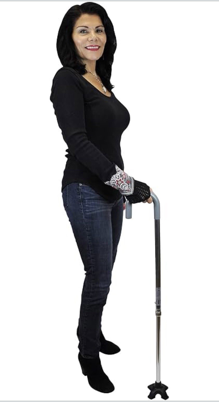 Stand Up Quadruple Cane Tip - Fits 3/4"Diameter,Enhanced Stability & Convenience