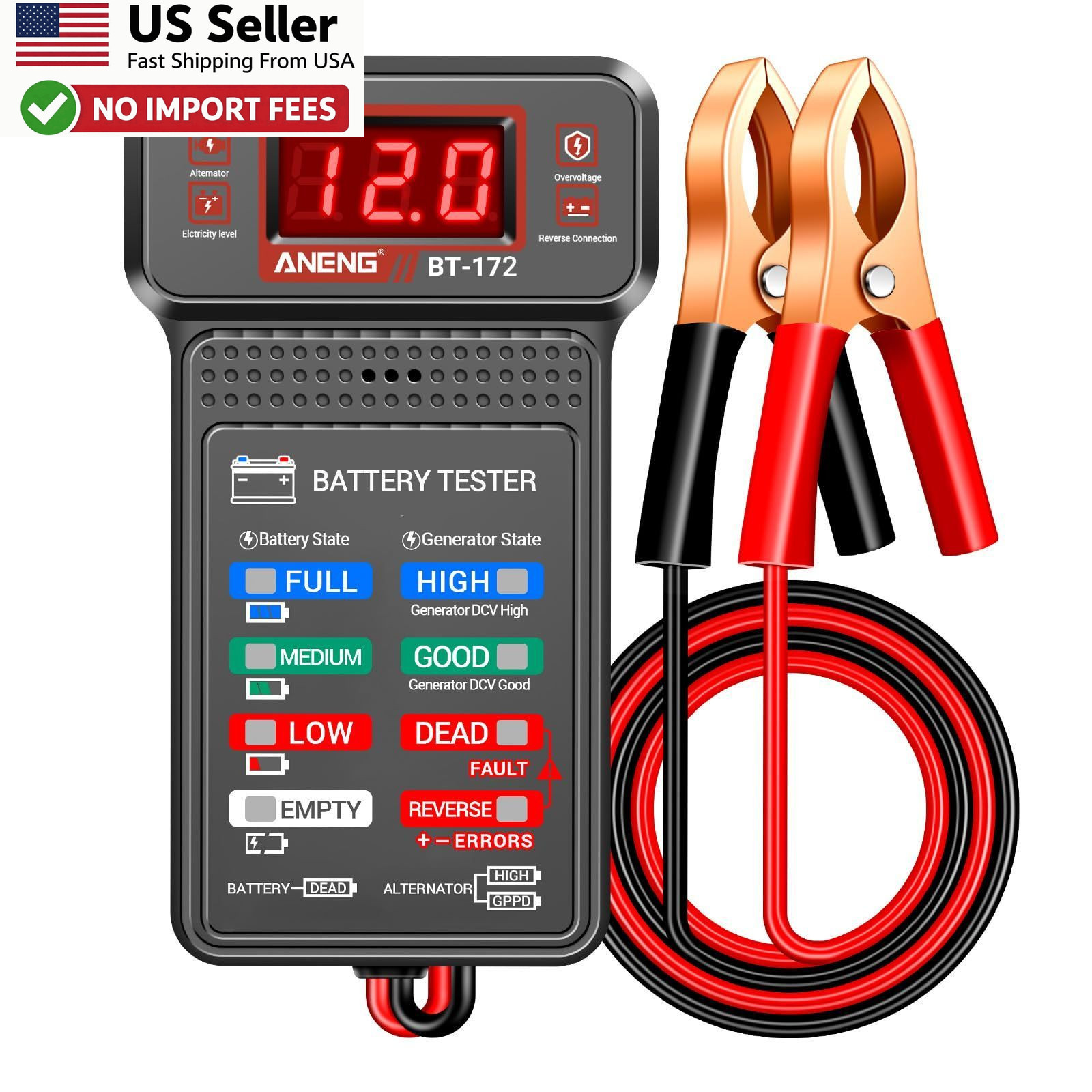 ANENG 12V Car Battery Tester Automotive Alternator Charging Analyzer FROM USA