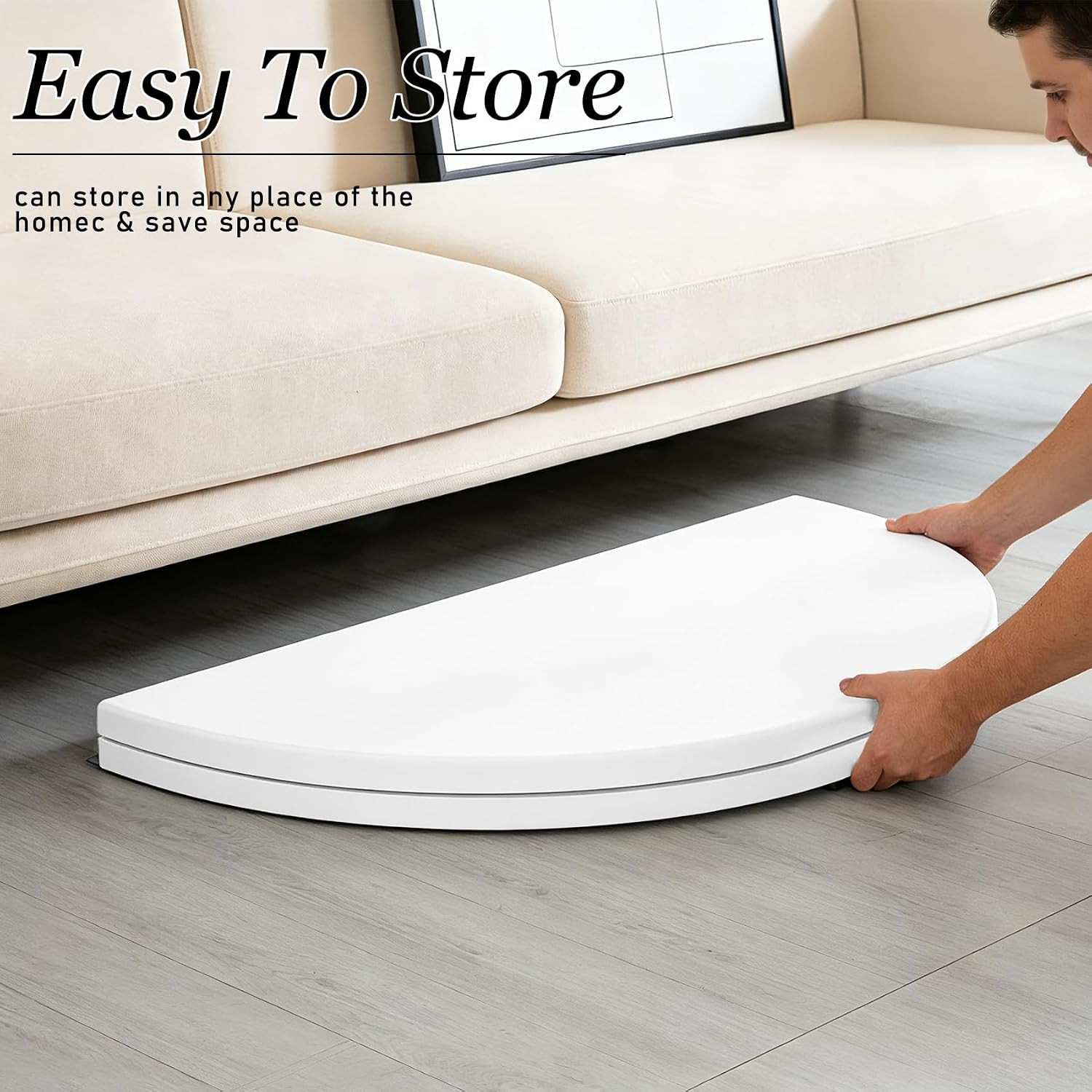 6FT round Folding Table White Fold-In-Half with Carrying Handle Portable Plastic