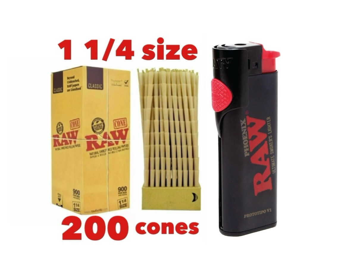 RAW PHOENIX ULTIMATE SMOKERS LIGHTER +raw classic 1 1/4 size pre rolled cone