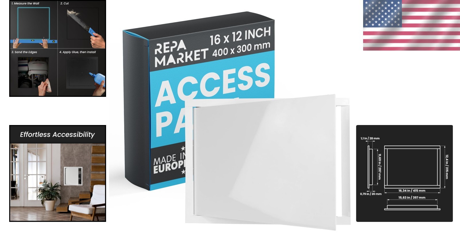 Modern White ABS Wall Panel - Hinged Access Door for Drywall
