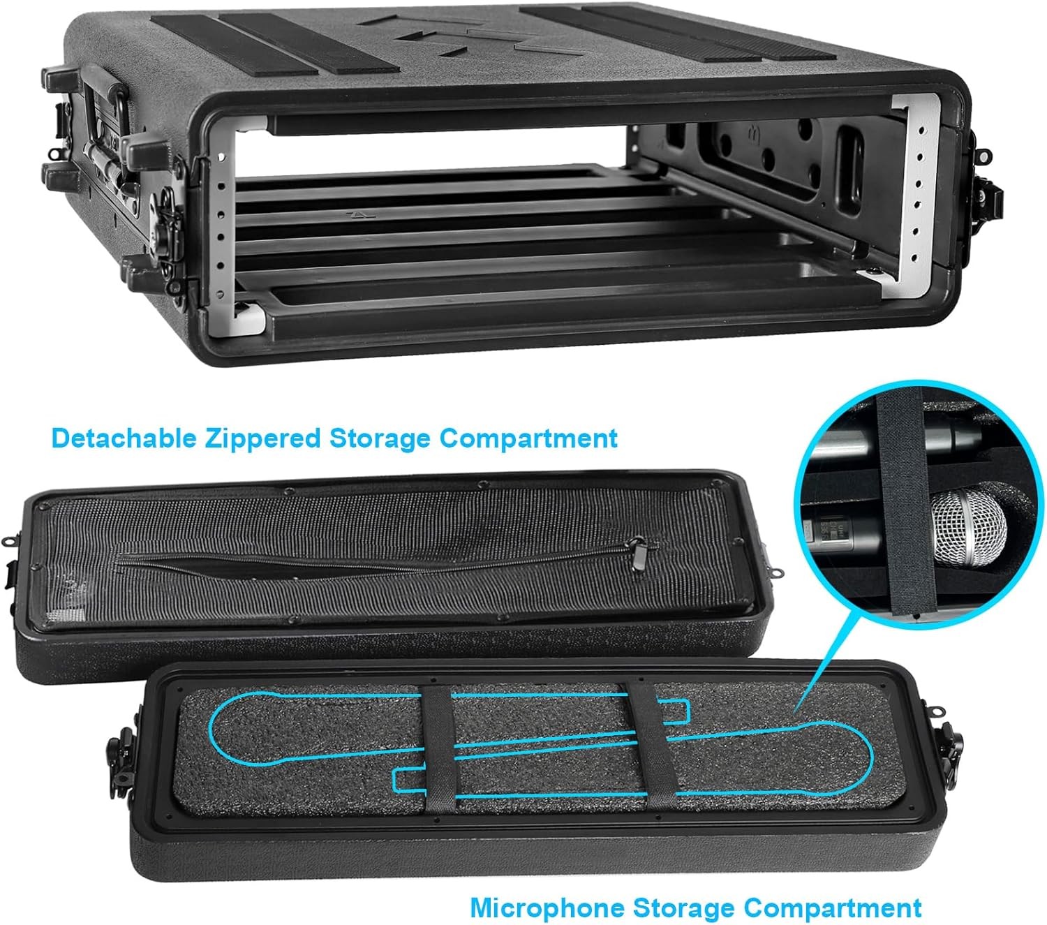 Rack Case 2U + Screws Space SHALLOW 15 In Deep shell, Light Weight DJ, 19" Wide