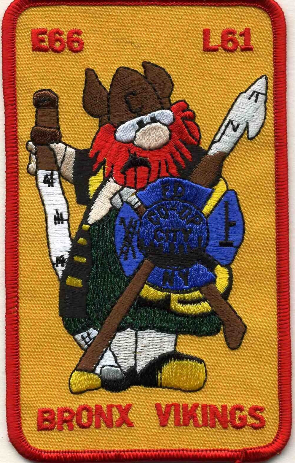 New York City - Engine - 66 / L-61 "Bronx Vikings" (3.125" x 5.25") fire patch