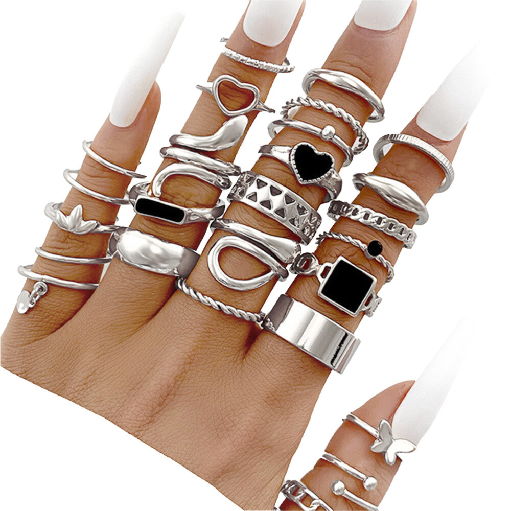 27pcs Fashion Women Boho Retro Color Gold Finger Knuckle Rings Set Jewelry Gift