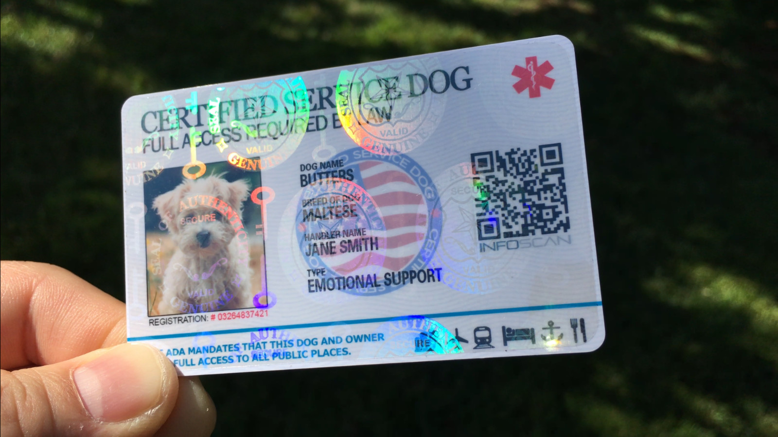 CUSTOMIZE EMOTIONAL SUPPORT THERAPY SERVICE DOG ID CARD ESA  BADGE TAG