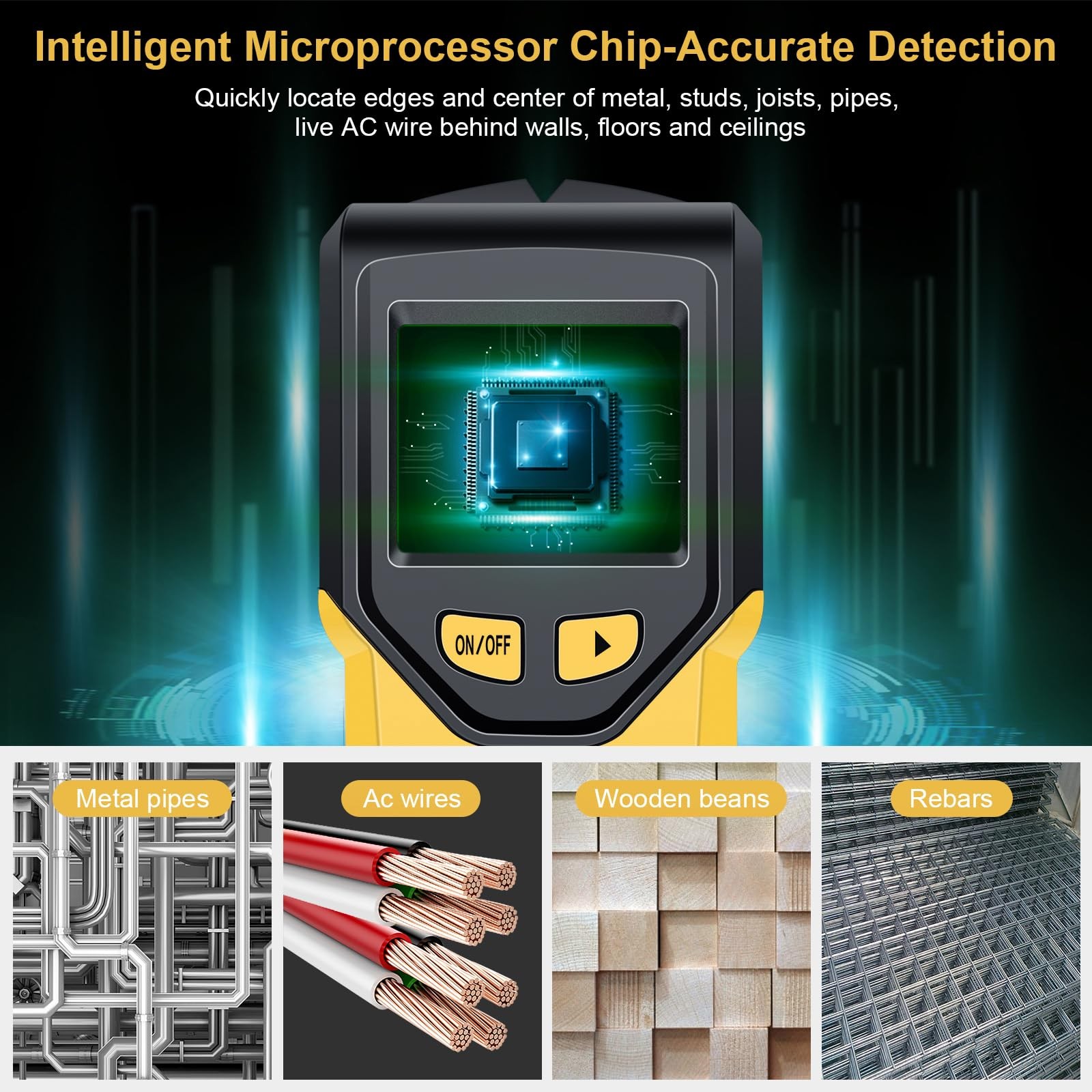 Stud Finder Wall Scanner - 5 in 1 Stud Finder Tool w/Microprocessor Chip and ...
