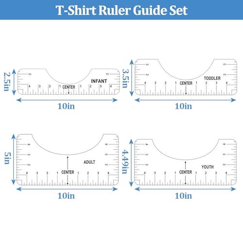 T-Shirt Ruler Guide - Transparent T-Shirt Alignment Tool, Vinyl Alignment 7pcs