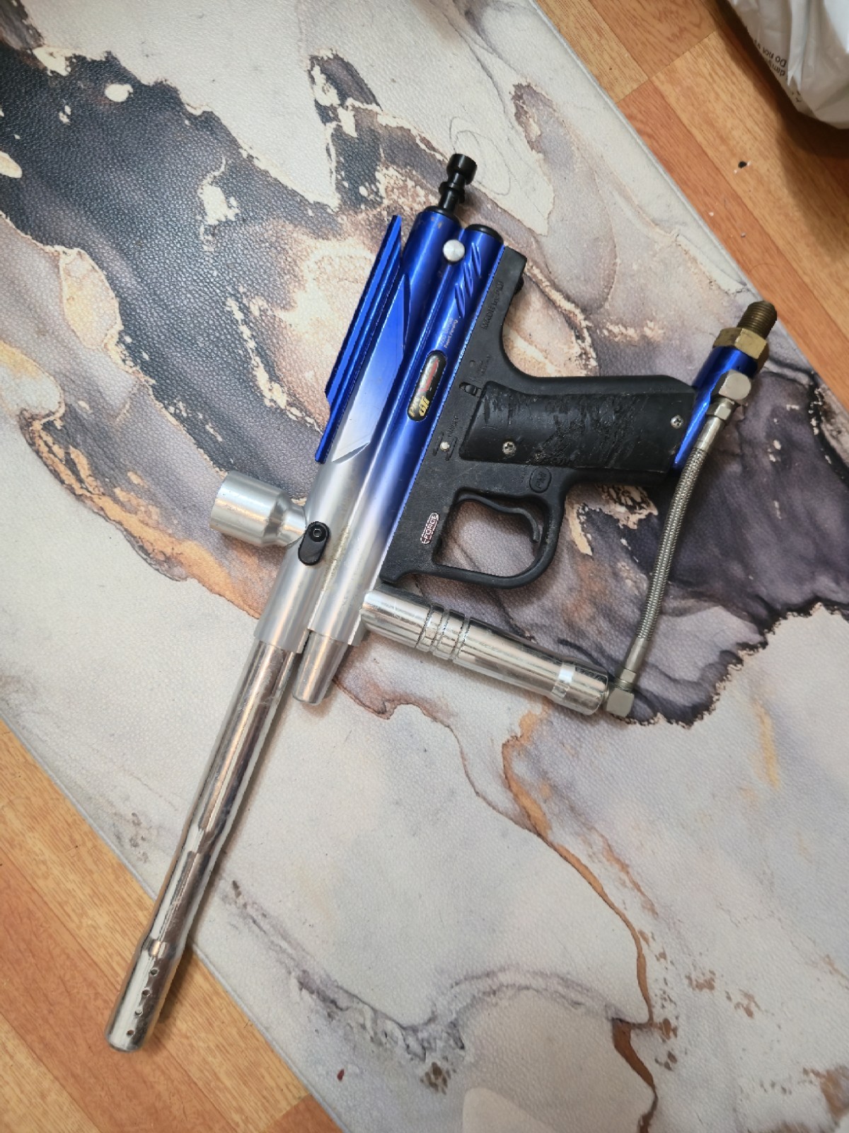 IOB Piranha Silver Blue Fade Bottomline Paintball Gun Spyder Barrel New Orings