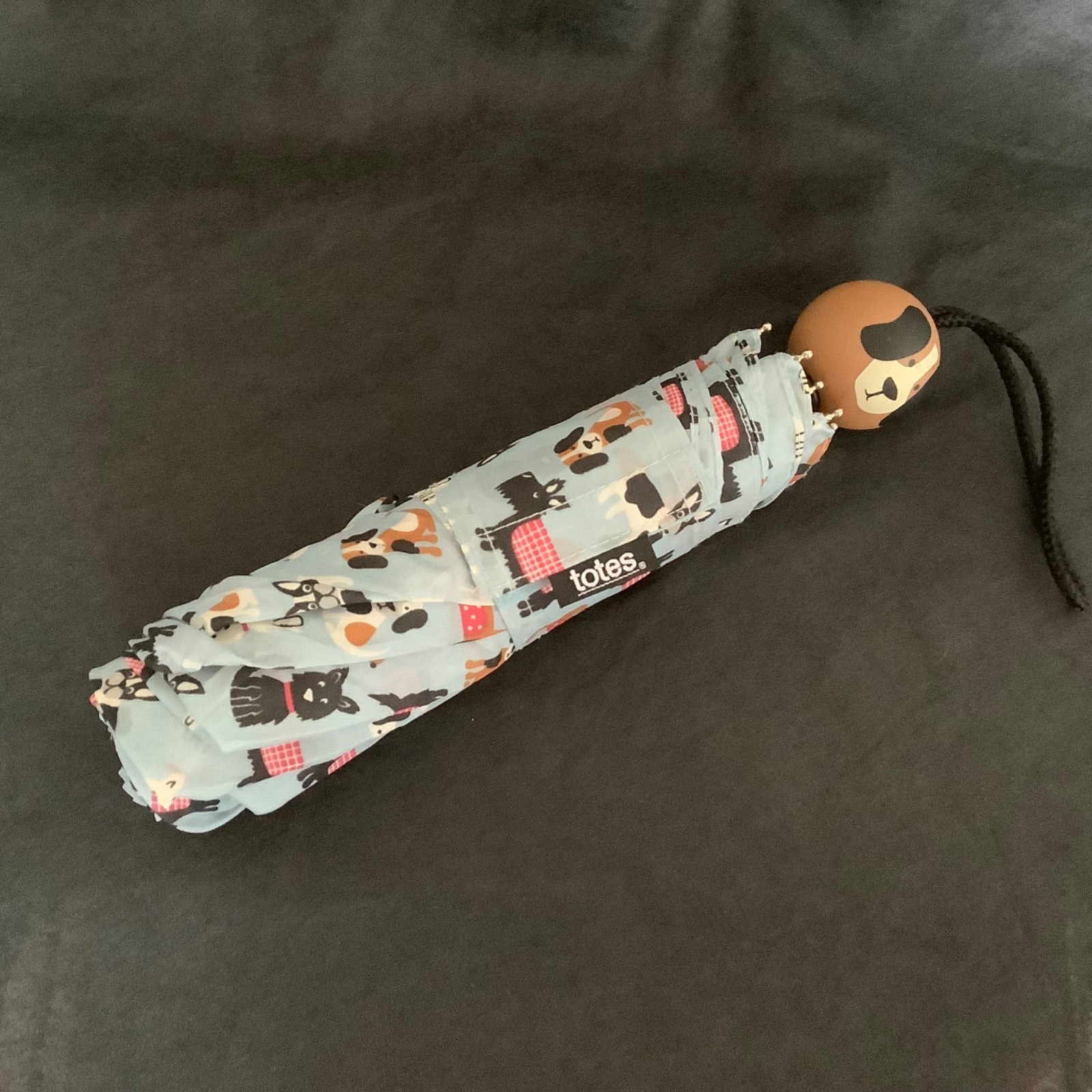 Totes Dog Lovers Umbrella, Compact, Manual Open, Theme Handle, Blue