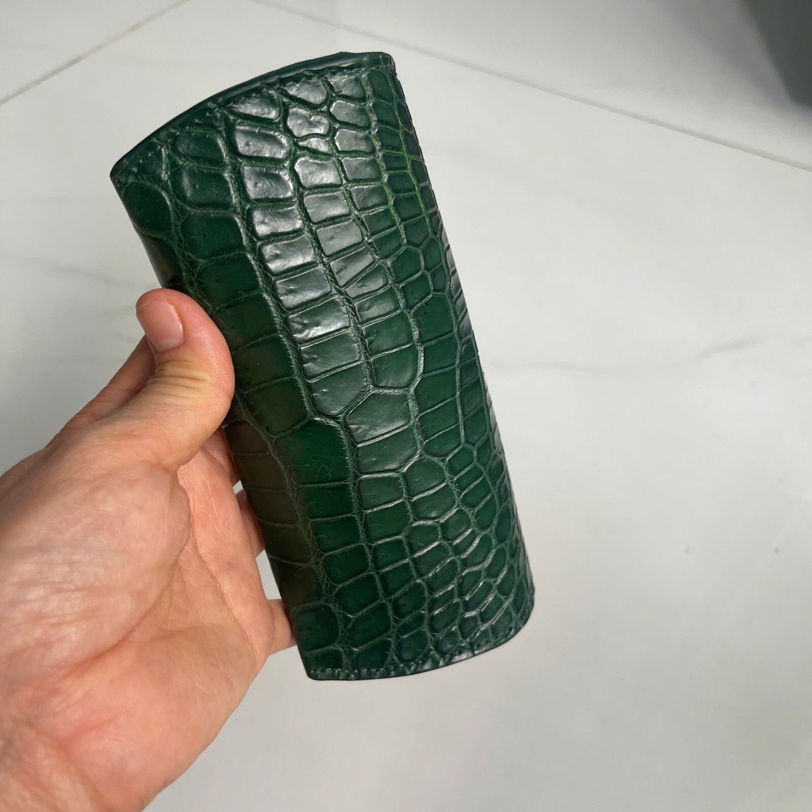 Green  100% Real Genuine EXOTIC Belly Leather Skin Sunglass Case- Handmade