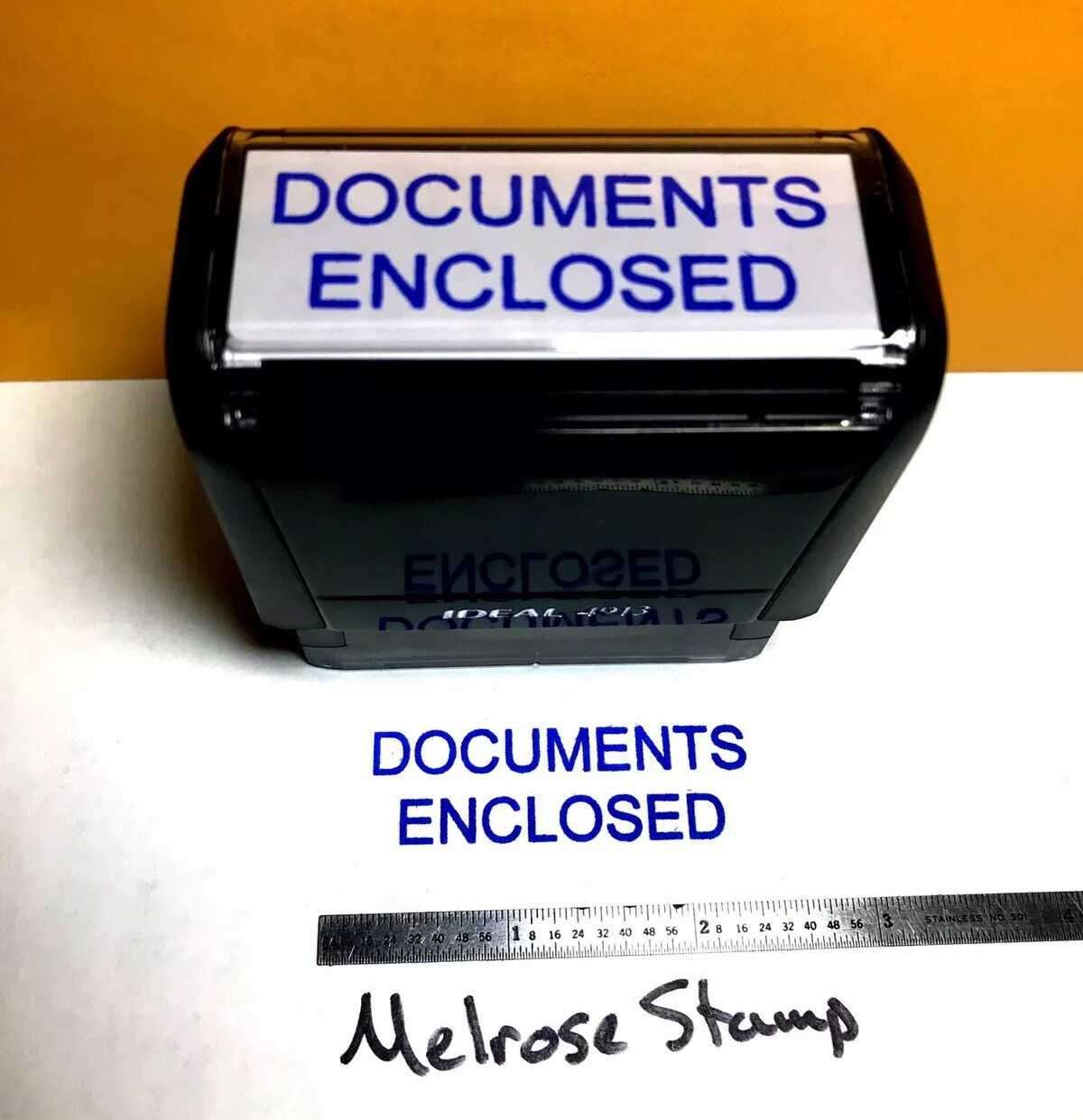 Documents Enclosed Rubber Stamp Self Inking Blue Ink Ideal 4913