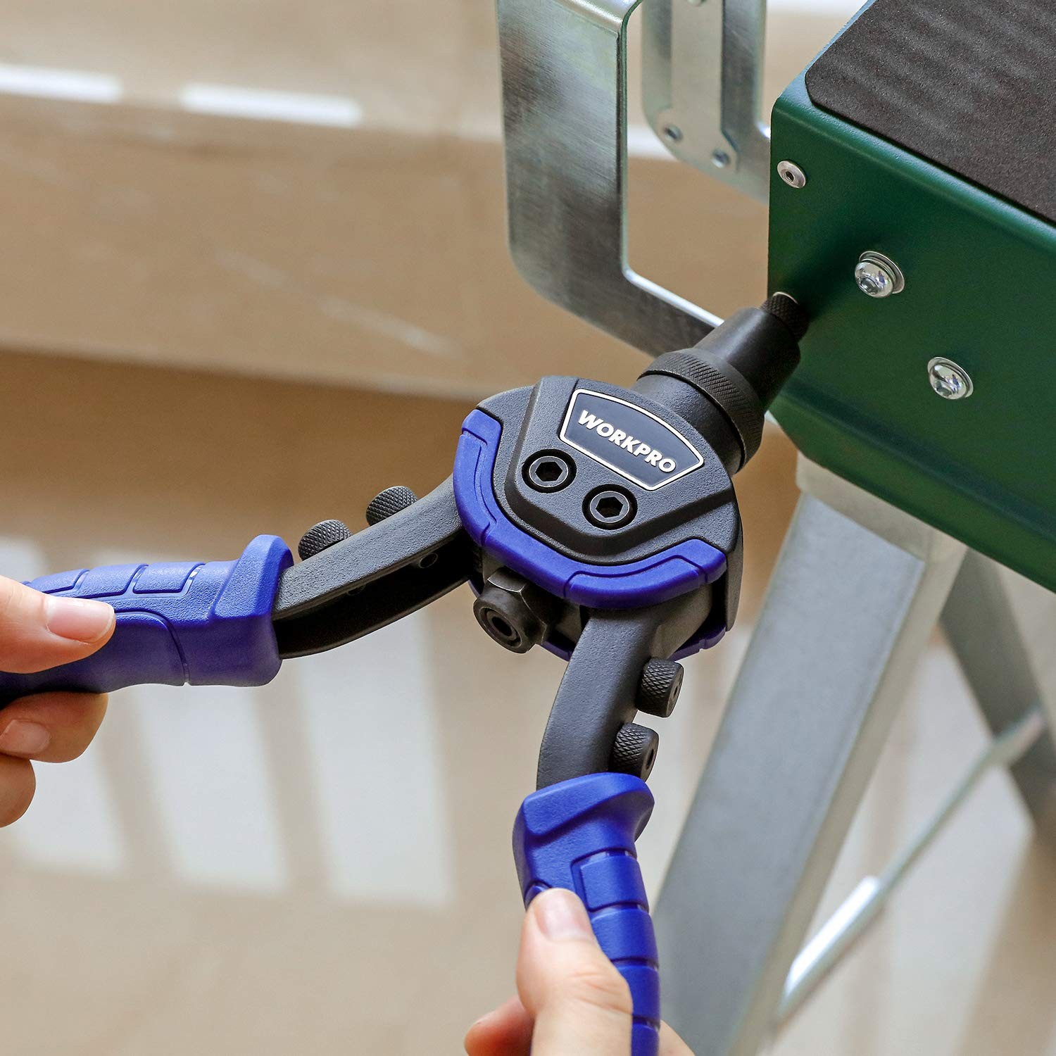 WORKPRO Rivet Gun Set 5-in-1 10-Inch Pop Riveter with 5 Sizes Interchangeable
