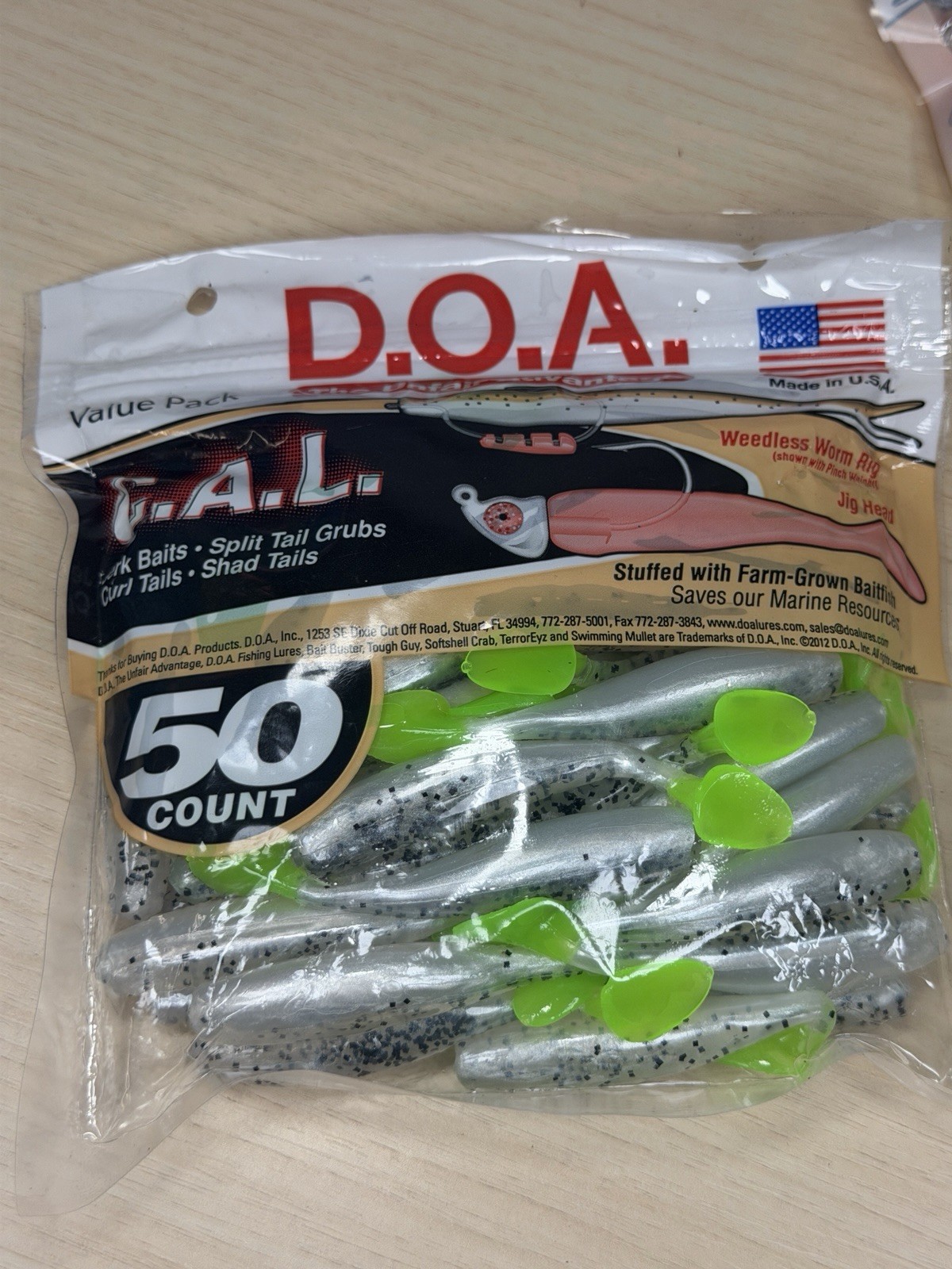 DOA Cal Shad Lure 3" Black Glitter Clear & Sliver / Green Chartreuse Tail 50