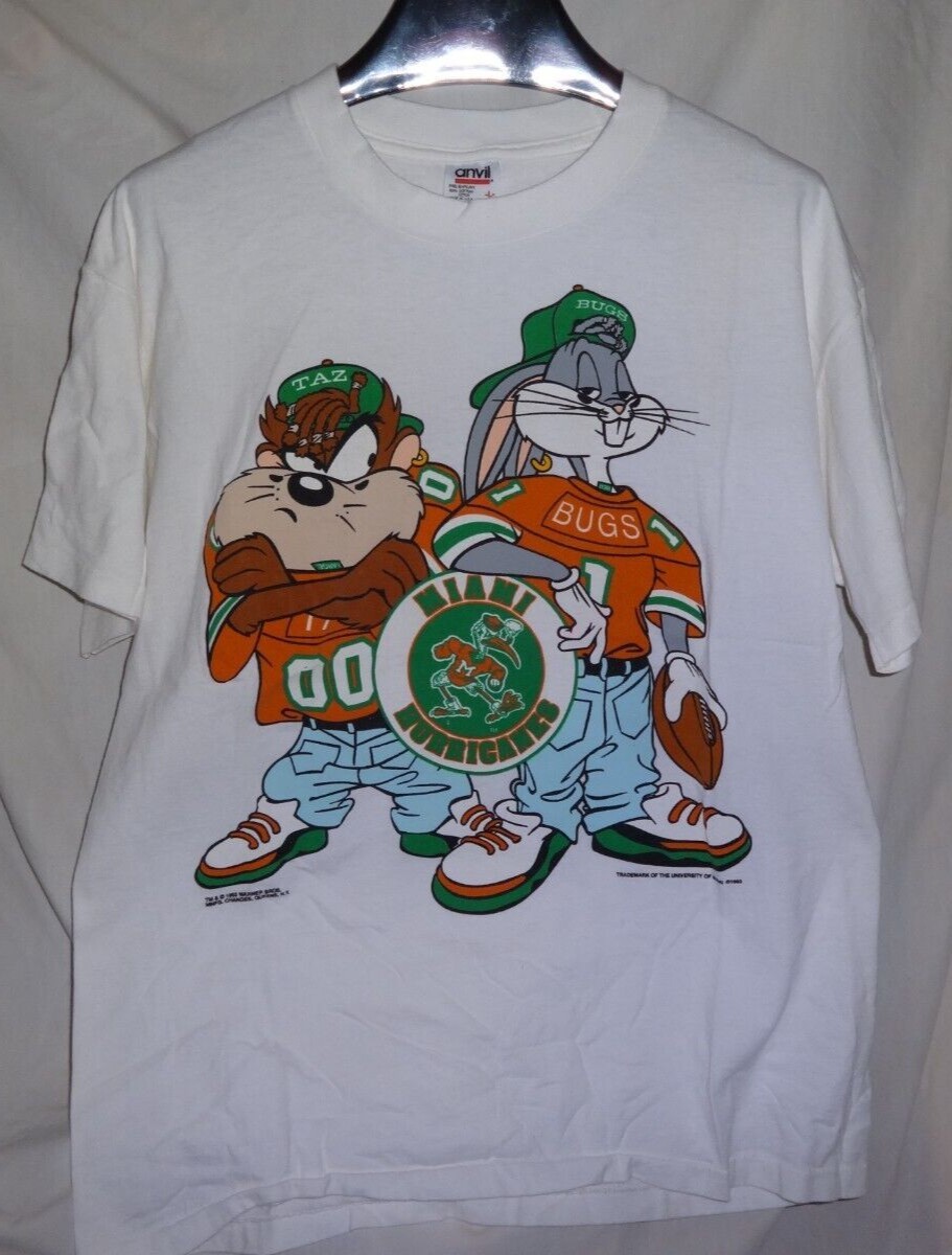 Miami Hurricanes Football BUGS & TAZ Looney Tunes  Shirt  AN67178