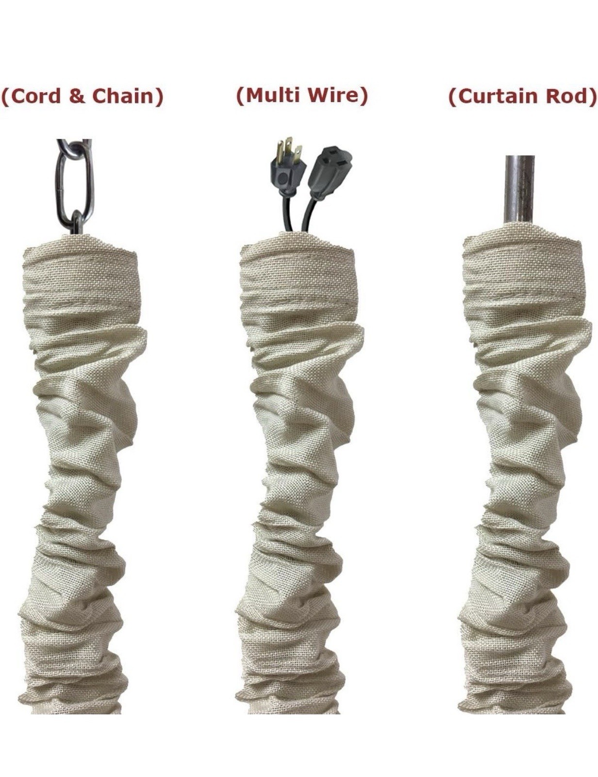 Linen Beige Cord & Chain Cover 4 FT Chandelier Wire Sleeve