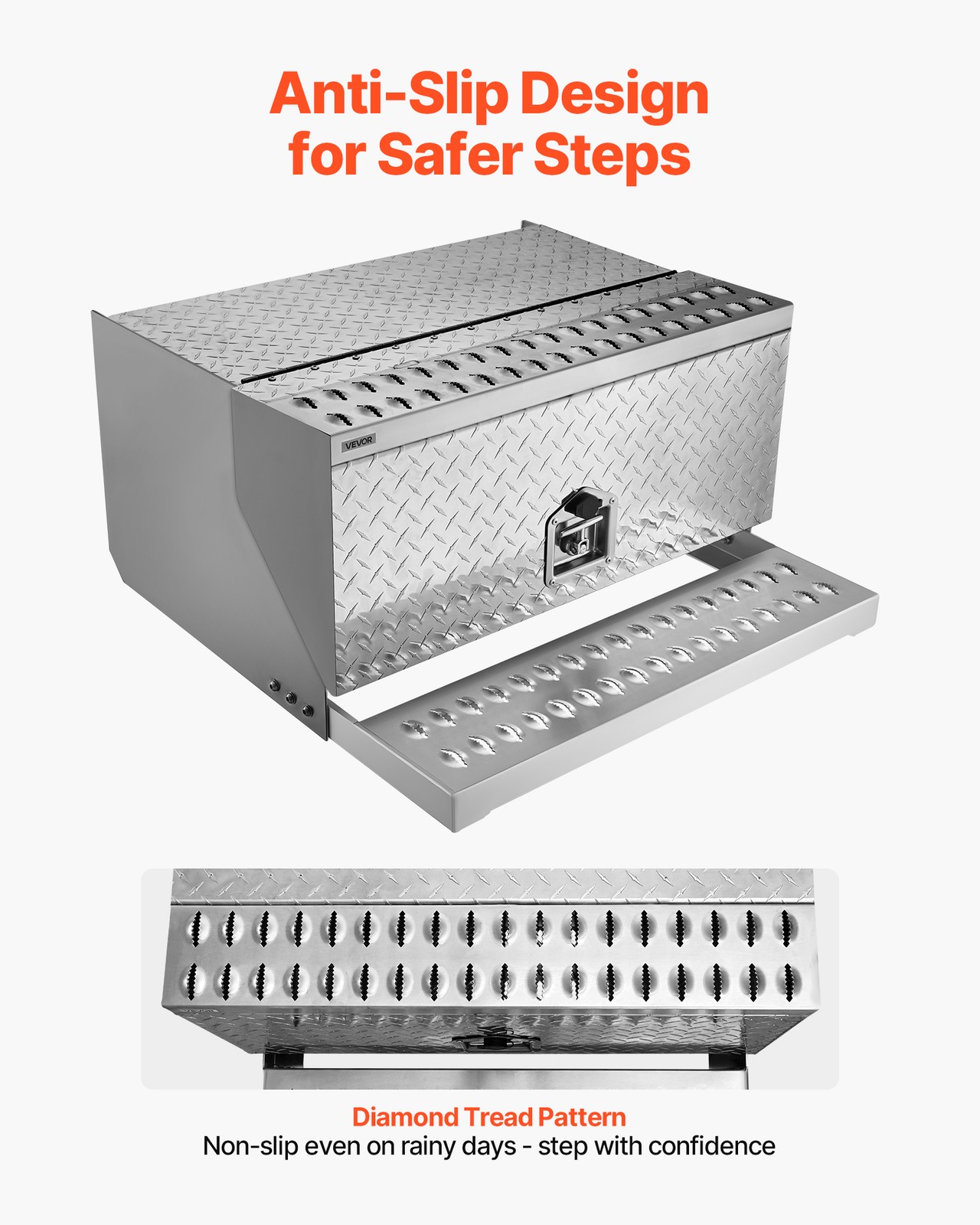 VEVOR Semi-Truck Step Tool Box 30" x 29.5" x 15.8" Heavy Duty Aluminum Toolbox
