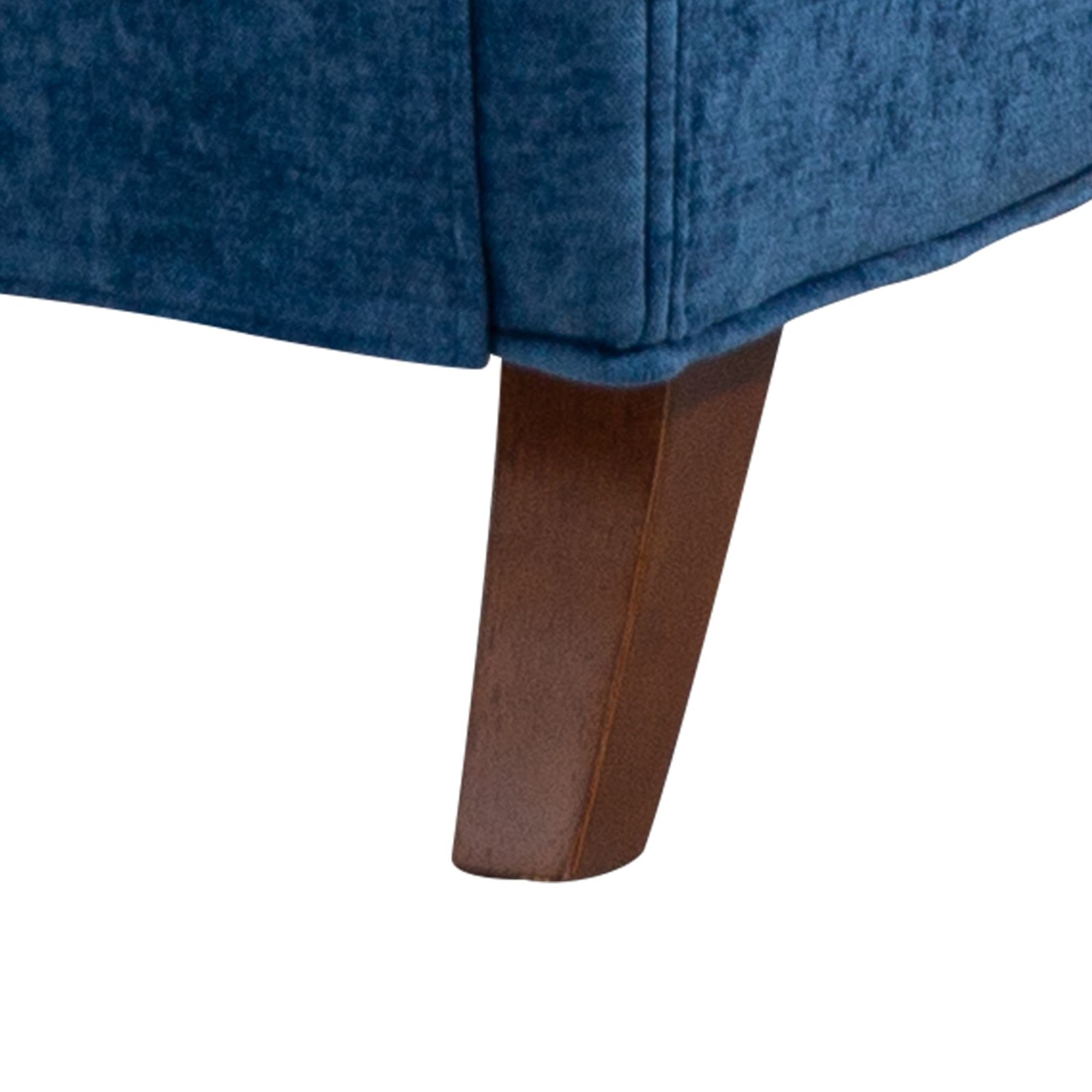 Blue Chenille Accent Chair 300LBS Upholstered Springs Cushions Retro Wooden Legs