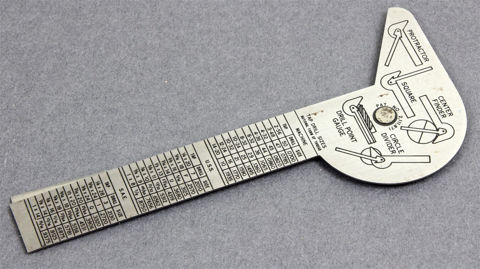 Vtg 1937 GENERAL HARDWARE #16 Stainless Steel Multi-Square Machinist Protractor