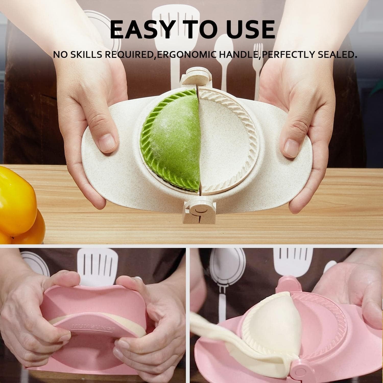 Empanada Maker Press, 5 Inch Extra Large Dumpling Set with 5, White