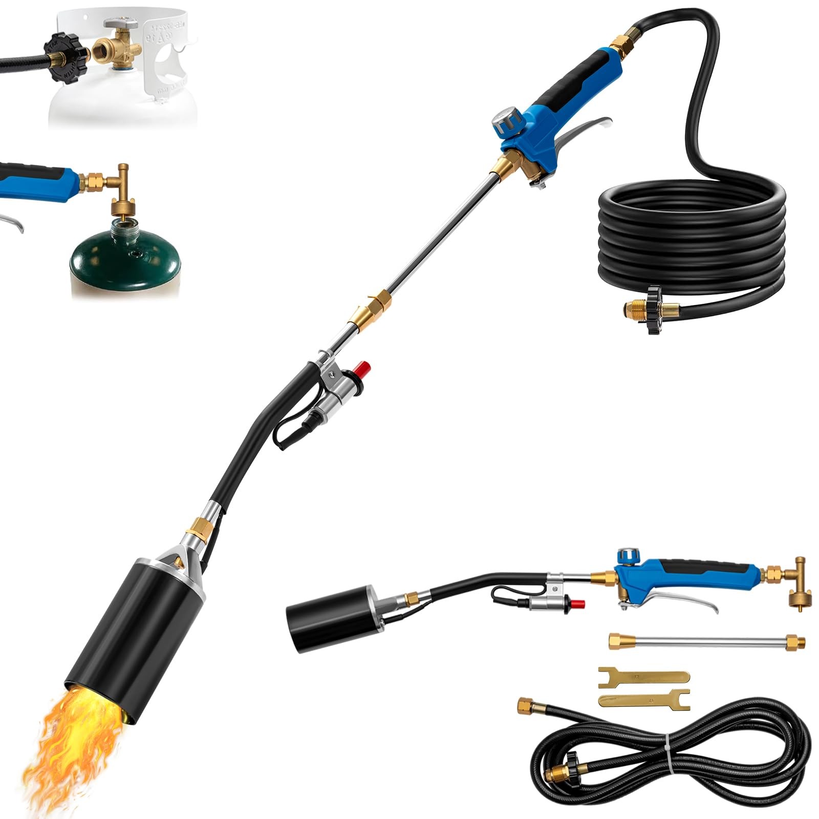 LZONEY Propane Torch Weed Burner Kit, 1,200,000 BTU Long/Short Mode,10FT Hose...