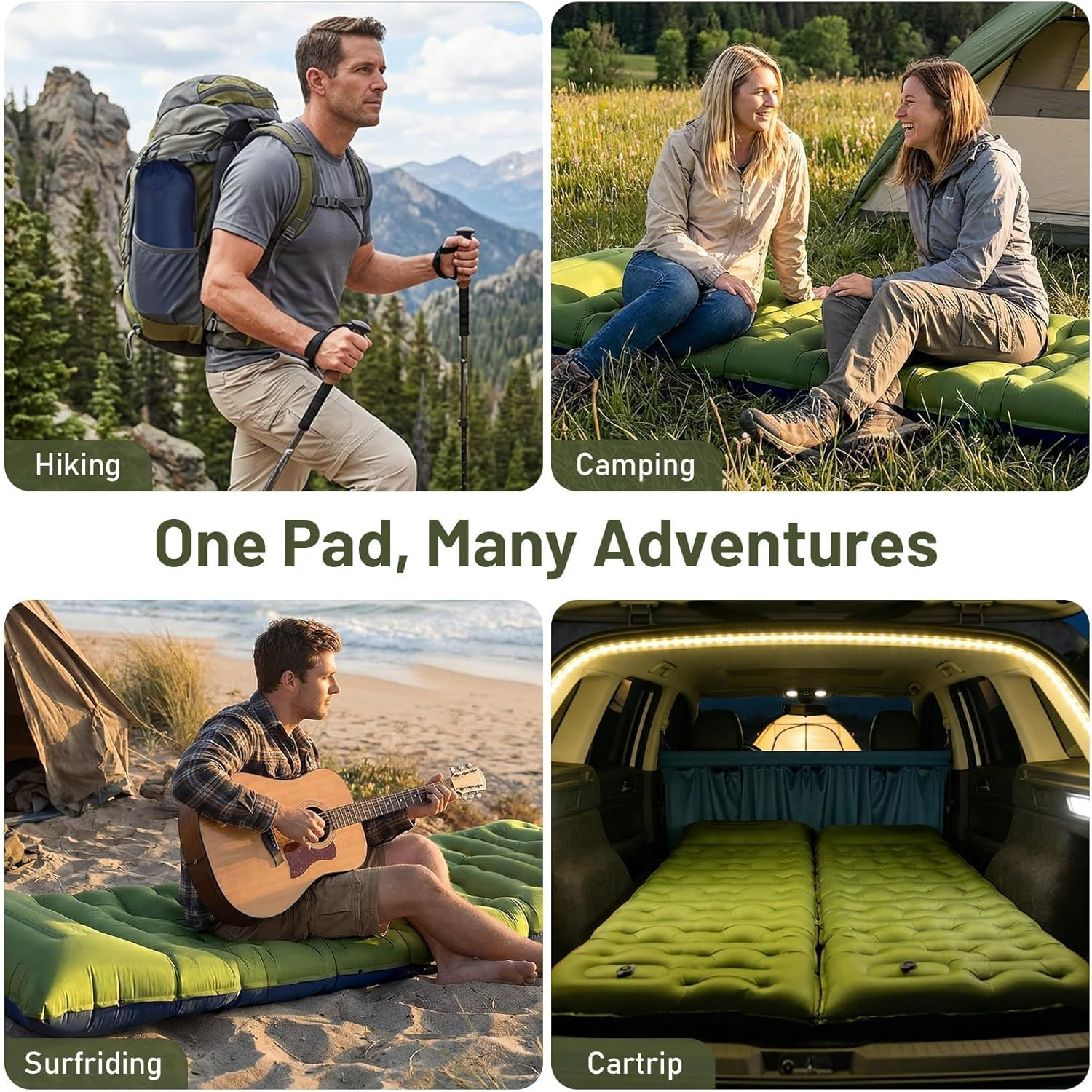 6 Inch Thick Camping Sleeping Pad Extra Wide Inflatable Mat With Pump