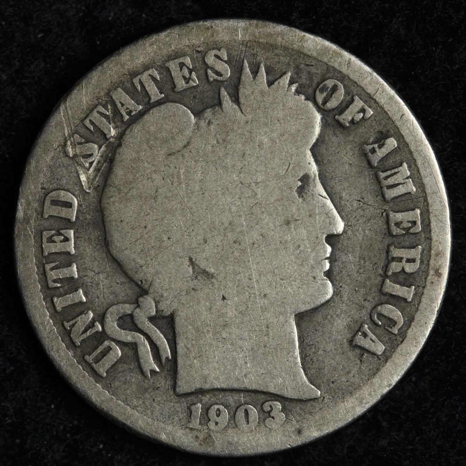 1903-S Barber Silver Dime GOOD/VG E127 SAMM