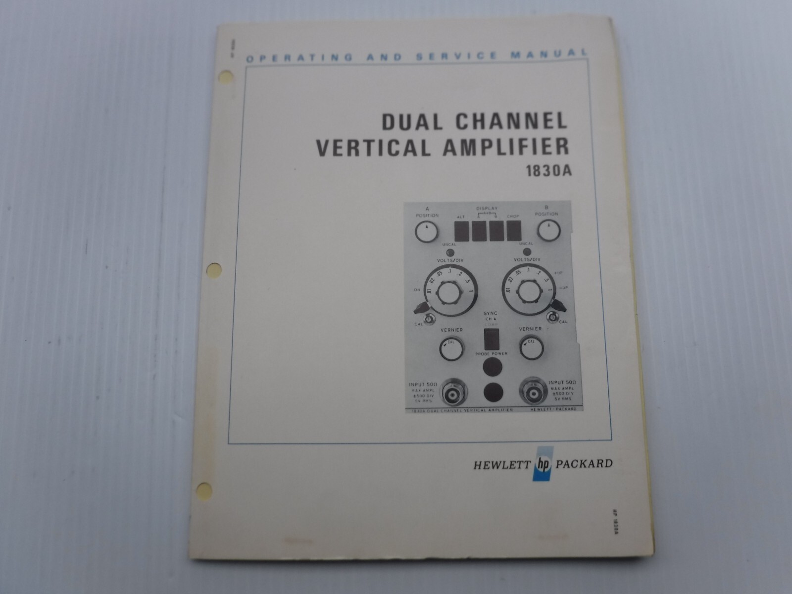 Hewlett Packard 1830A Dual Channel Vertical Amplifier Manual 01830-90902