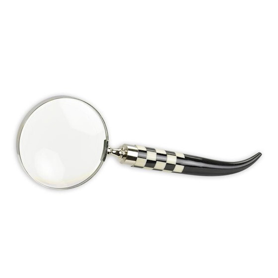 9932079 Silver Colored Magnifying Glass Nickel Plated Handle Black White