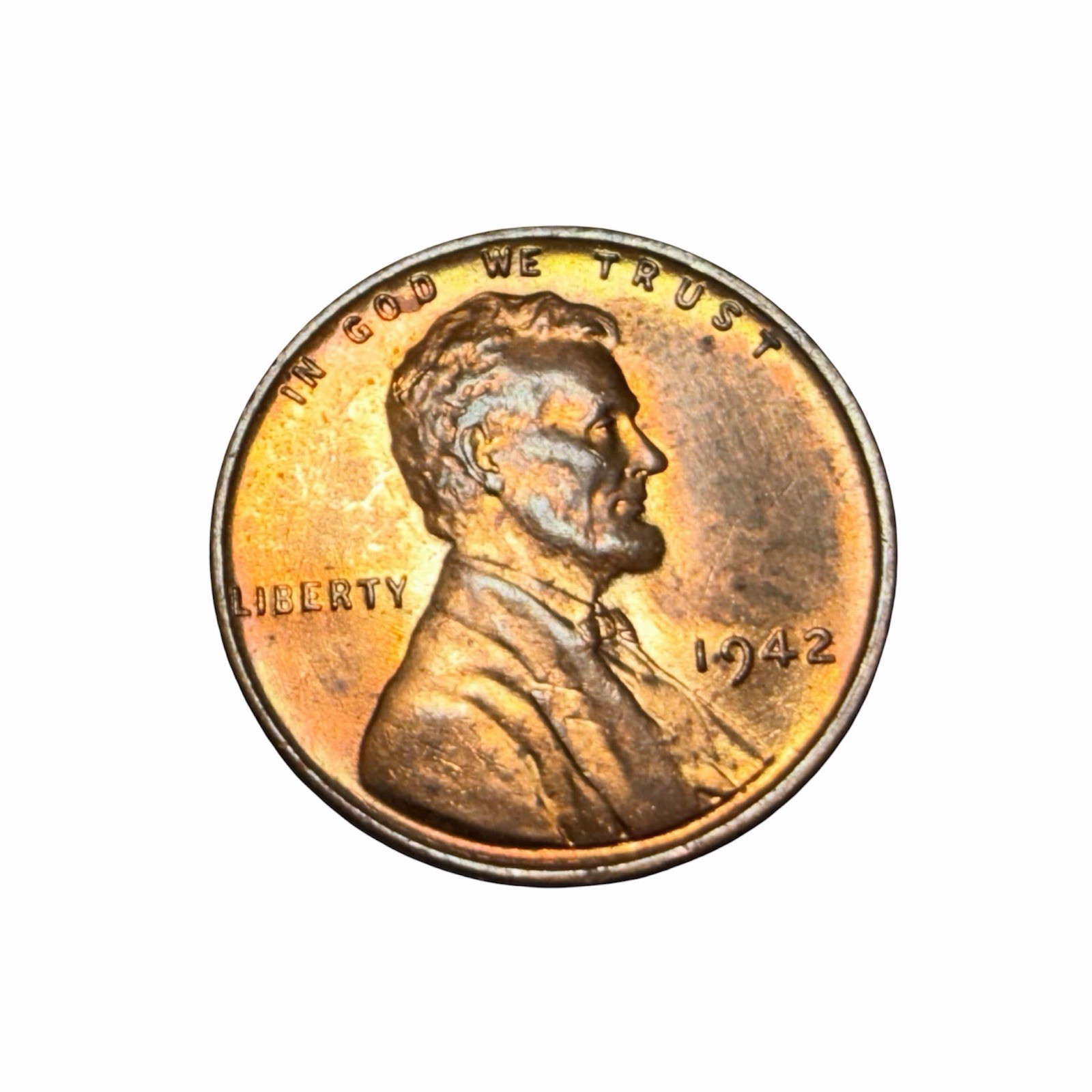 1942 Lincoln Wheat Cent Struck On Ecuador 10 Centavos