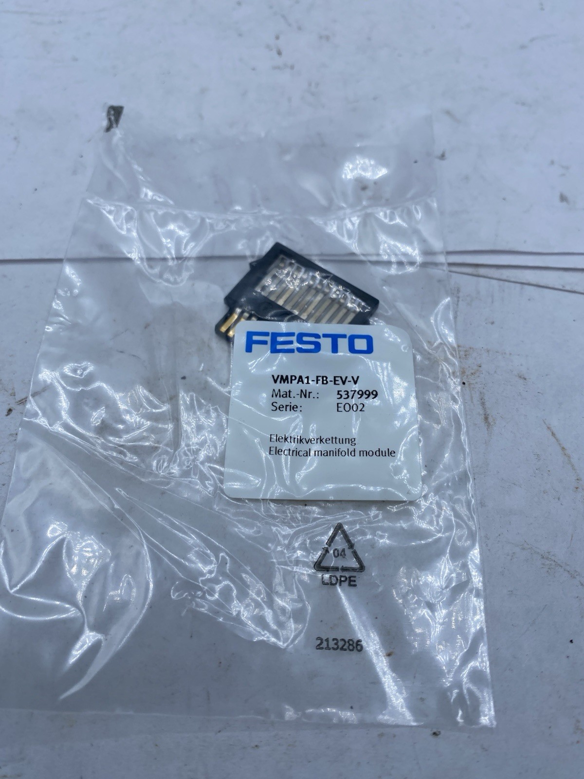 Festo VMPA1-FB-EV-V Electrical Module for Valve. 537999 EO02