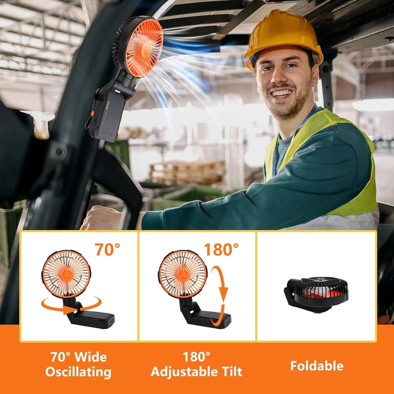 Strong Magnetic Base Folding Magnetic Fan 4 Speeds Adjustable Light exposure
