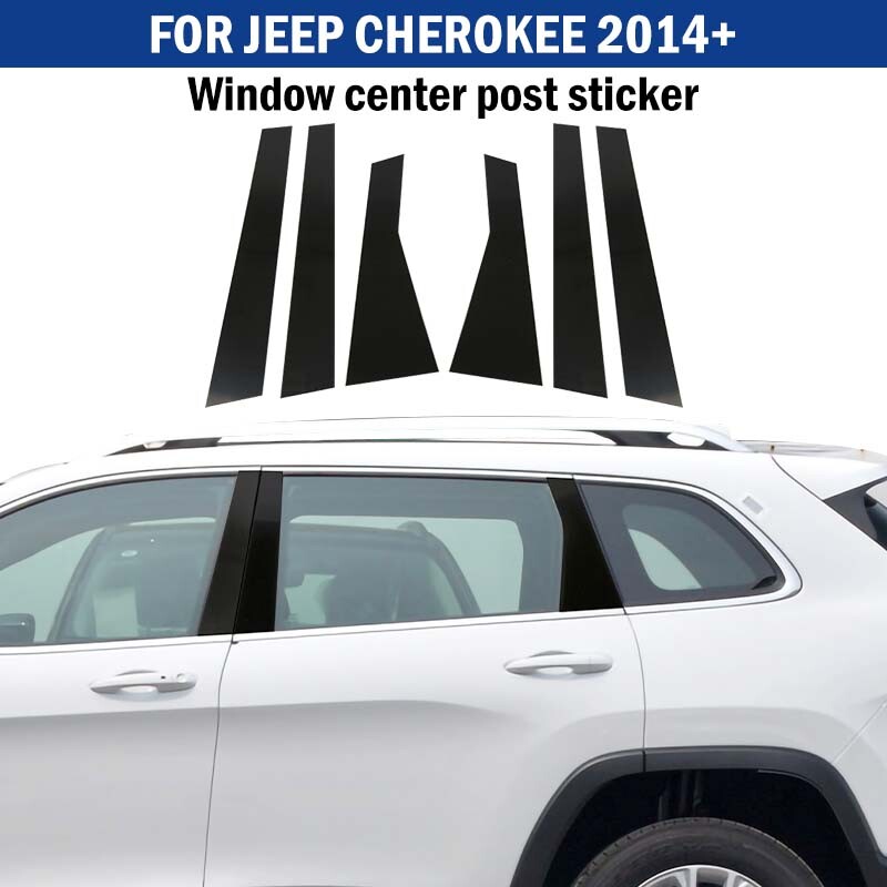 ✅ Window Door Column B Pillar Post Trim Cover Stickers For Jeep Cherokee 2014-23
