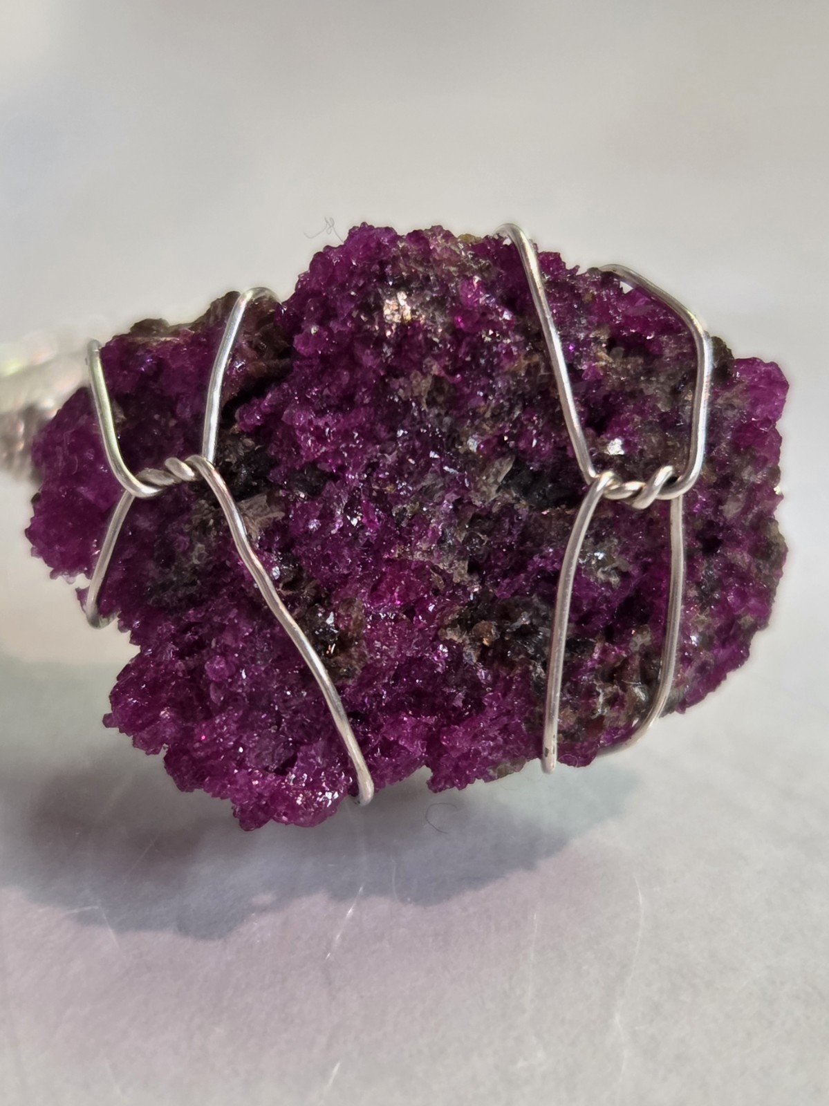 Genuine Handcrafted 999 Fine Silver Wirewrapped Ring With Rough Ruby Corundum
