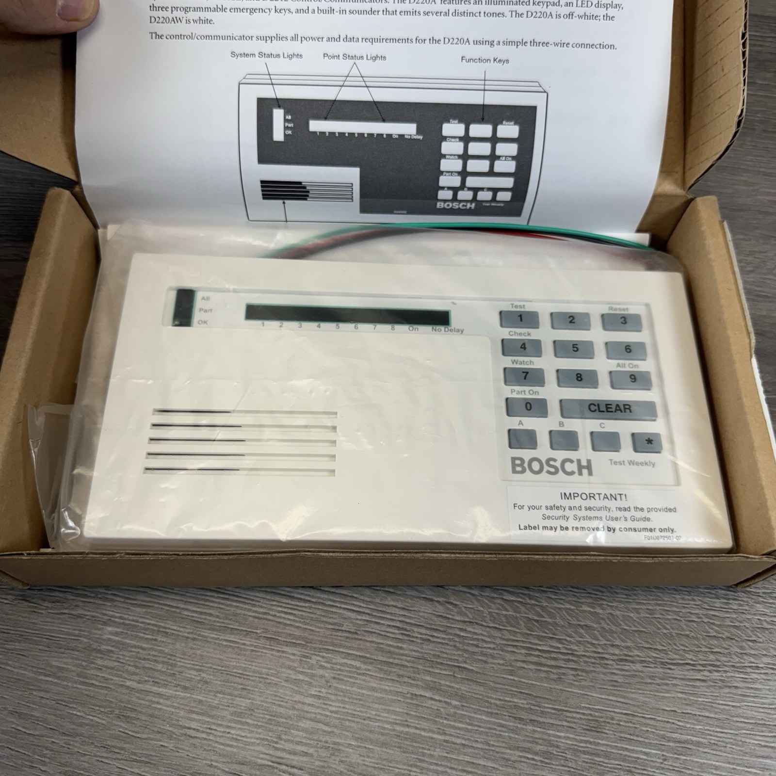 Bosch D220AW Horizontal LED Keypad Control Panel Security System