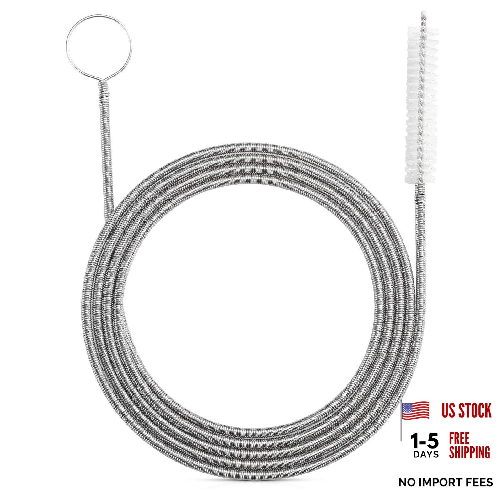 Extra-Thick Drain Brush with Stronger Spring 61-Inch Stainless Steel Silver