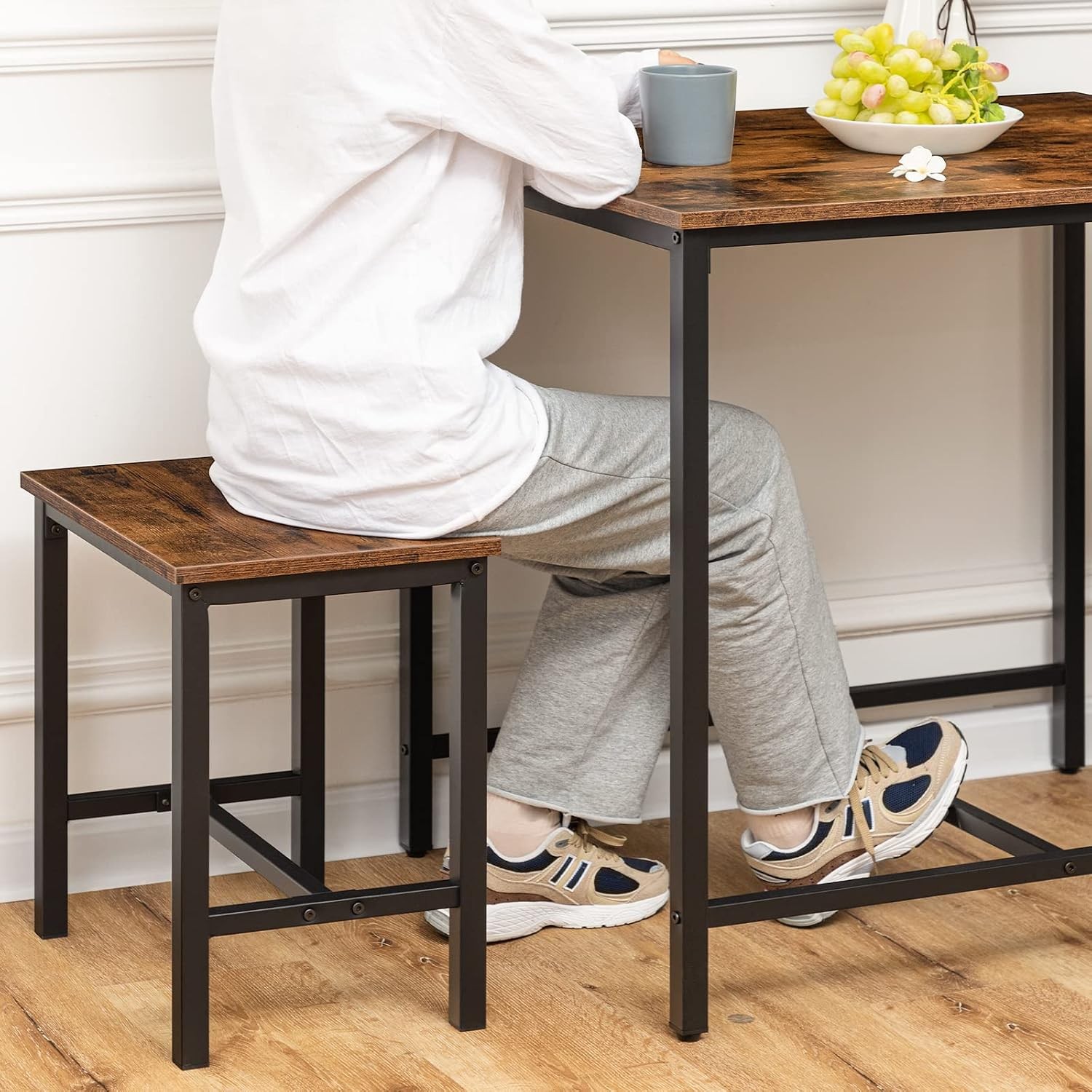 3-Piece Industrial Dining Table Set Kitchen Table Space Saving Dinette Kitchen