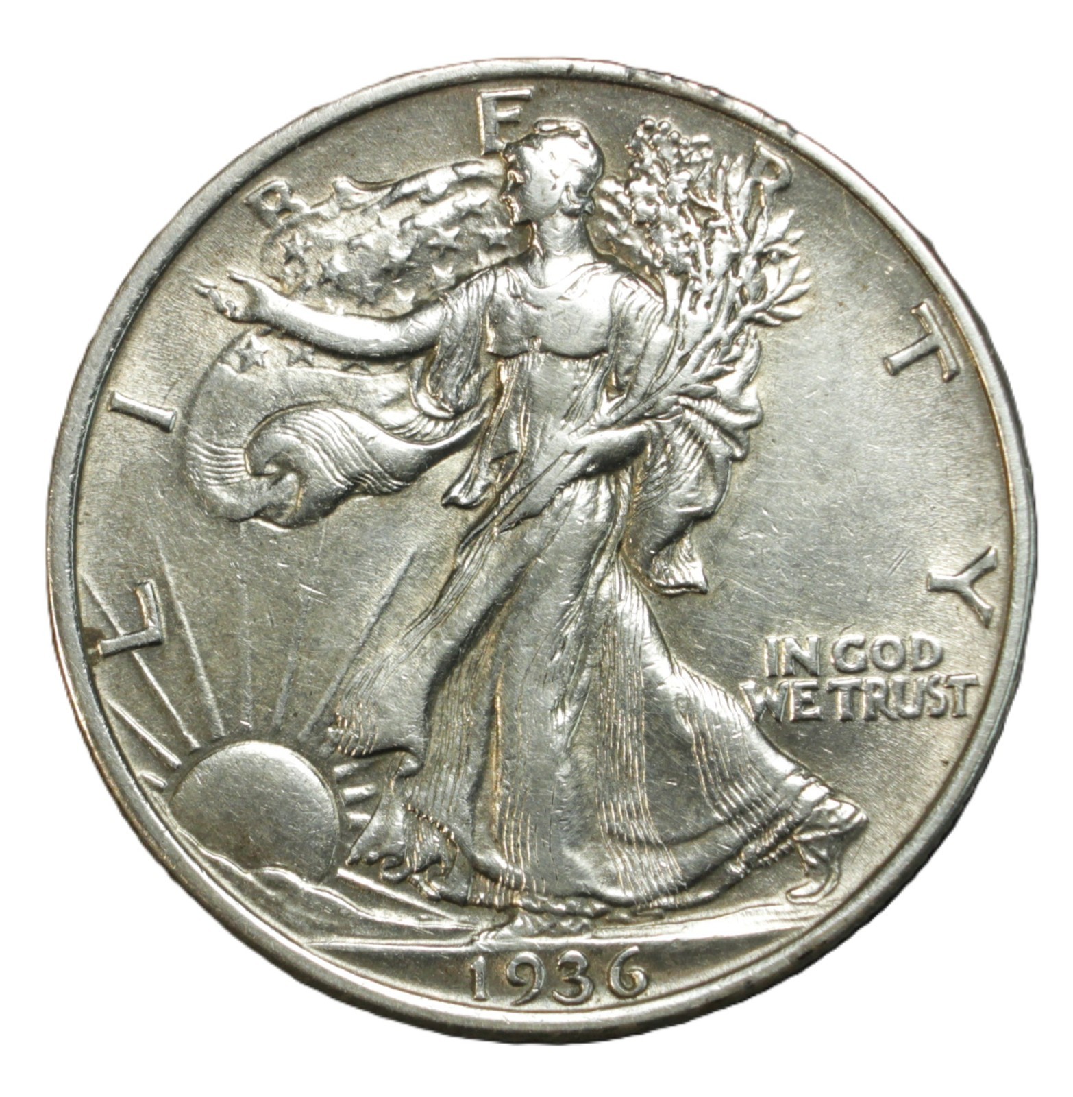 1936 50C Walking Liberty Half Dollar- Choice AU- SMH - 1660
