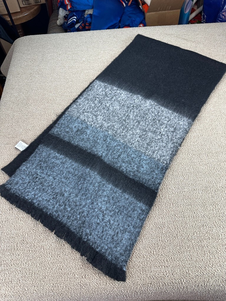 Calvin Klein Scarf Large Fuzzy Warm Black Jeans 100% Polyester Wrap