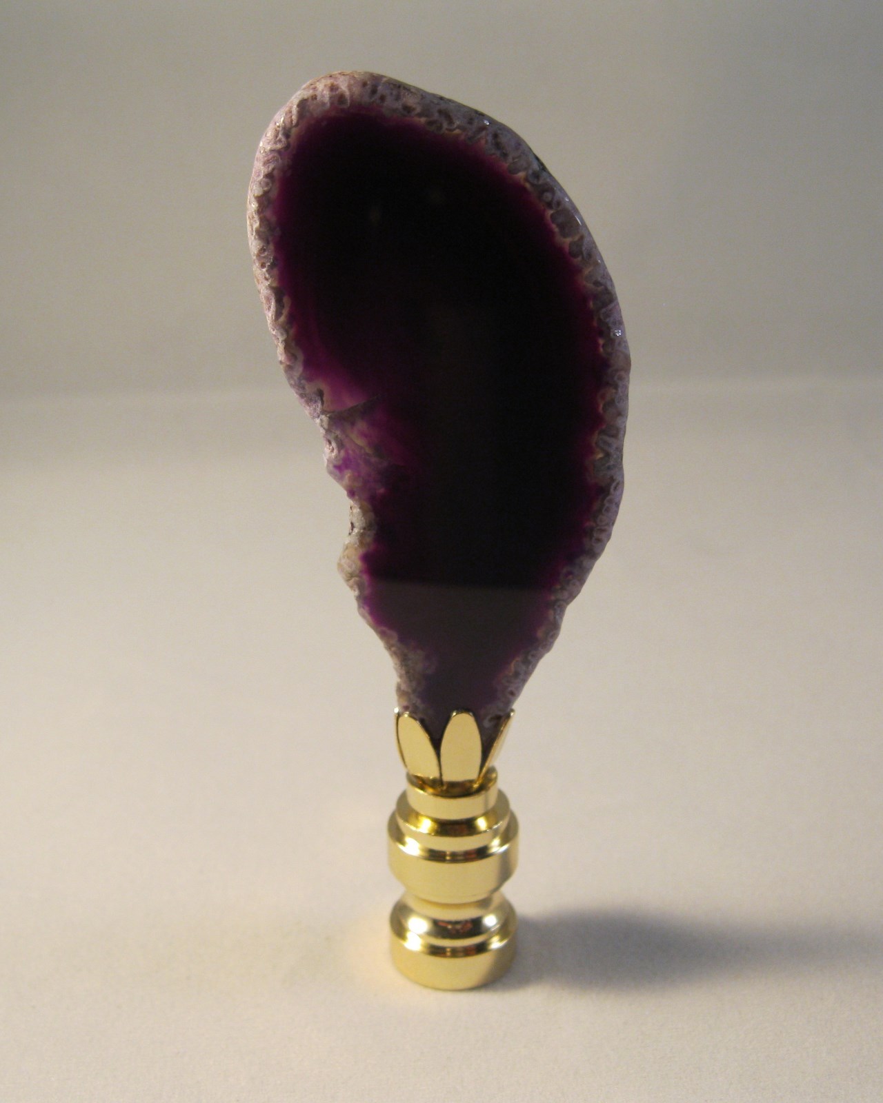 Lamp Finial-Natural PURPLE/AMETHYST AGATE-Brass Base