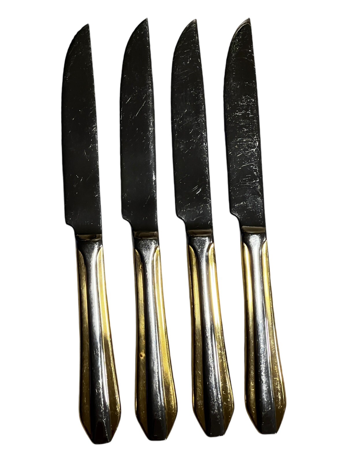 Command Performance Gold China Steak Knives 10'' Excel Used Condition Set of 4