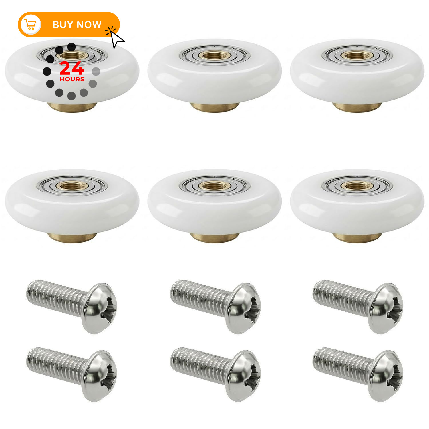Oualhoo 19mm 304 Stainless Steel Shower Door Rollers, Sliding 19mm, White