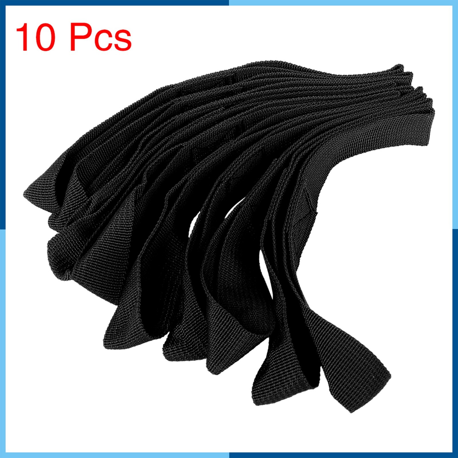 10 PCS Black 2.5 x 20.5cm Cargo Belt Soft Loop Tie Down Strap Belt