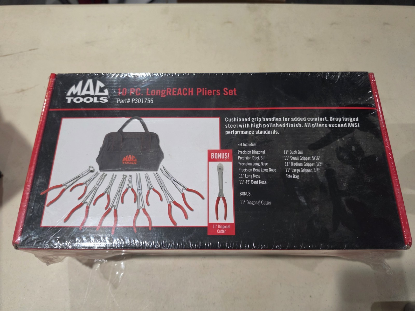 New In Box Mac Tool Set Pliers 10 Pc. & Bag *NEW* Plier