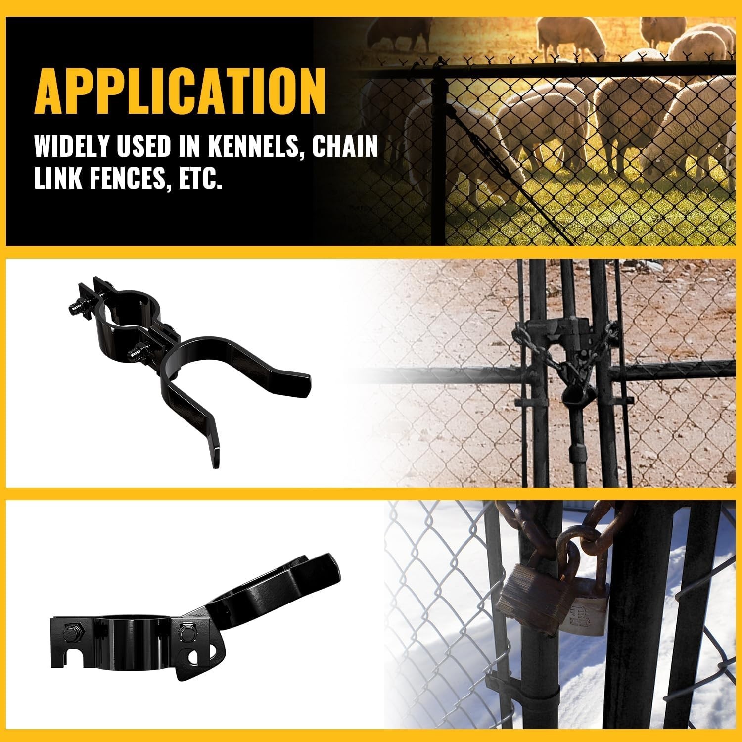 Durable 1-5/8" Chain Link Gate Latch - Black Powder Coated Security Solution