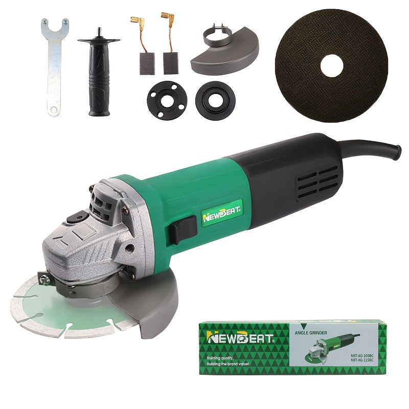 Handheld Angle Grinder 1000W 4-1/2" 11000RPM Side Switch w/ Cutting Wheel