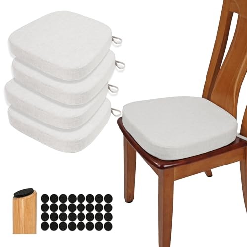 Thickened 2.5" Dining Chair Cushions Set of U-Shape High Density 4 Light Gray