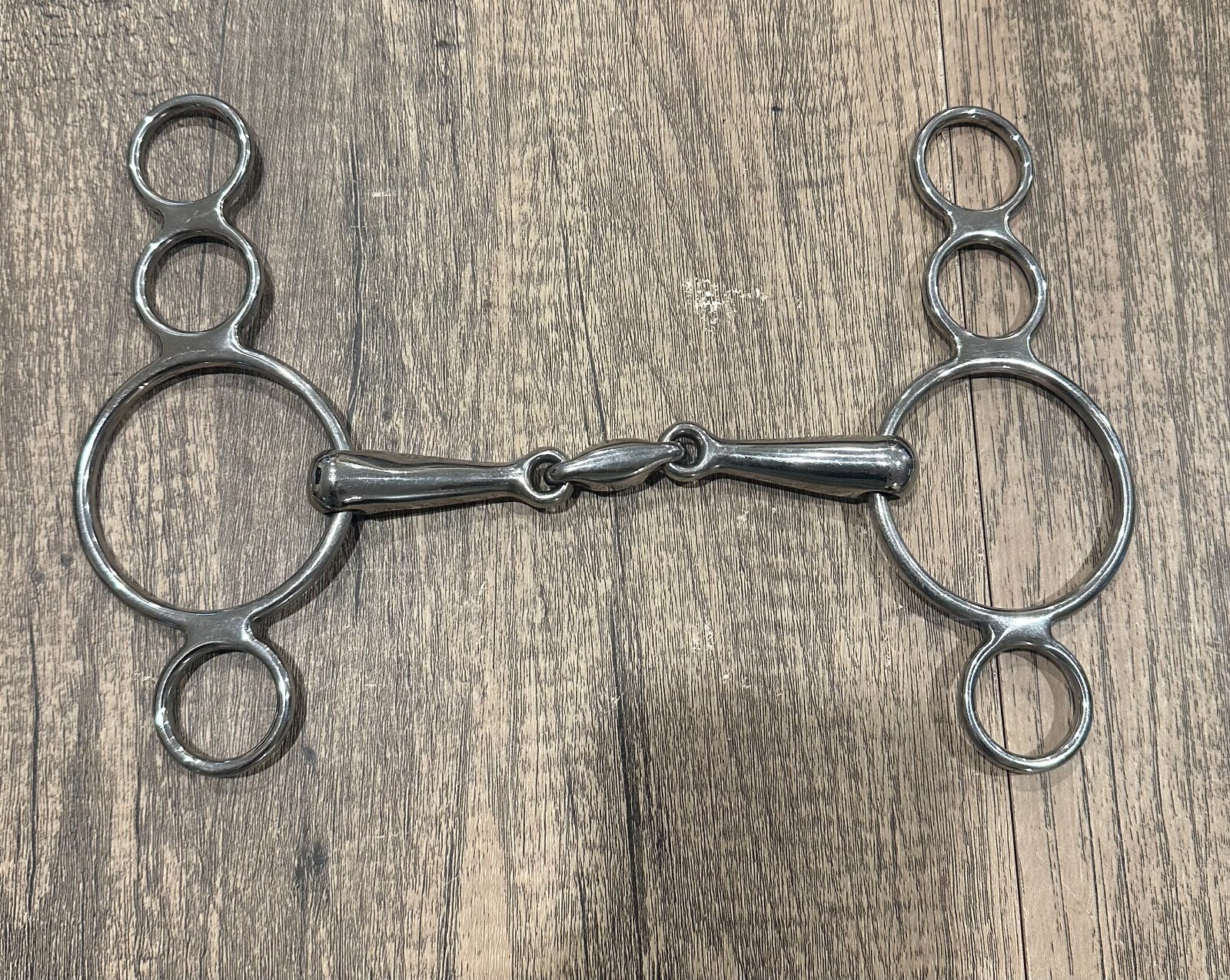 German Silver (polished) - 3 RING SHOW JUMPING JUMPER BIT Chrome 18mm