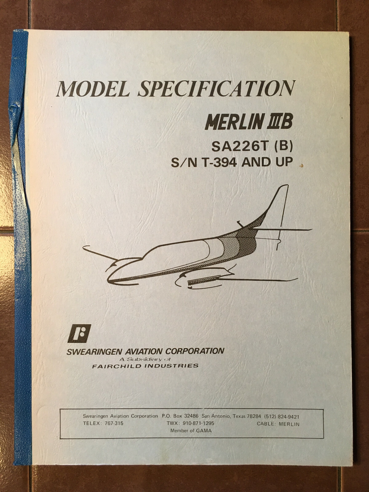 Merlin IIIB SA226T Model Specification Booklet